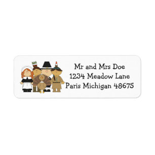 Thanksgiving Address Labels/Pilgrim's and Indian's