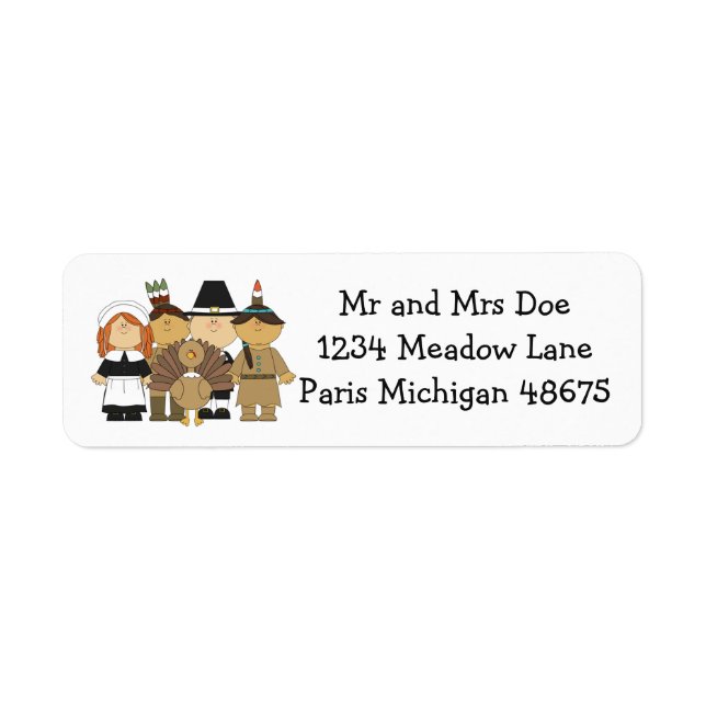 Thanksgiving Address Labels/Pilgrim's and Indian's (Front)