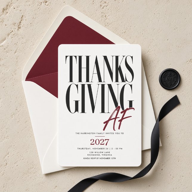 Thanksgiving AF Modern Editorial Dinner Invitation (Creator Uploaded)