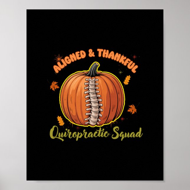 Thanksgiving Aligned And Thankful Chiropractic Squ Poster (Front)