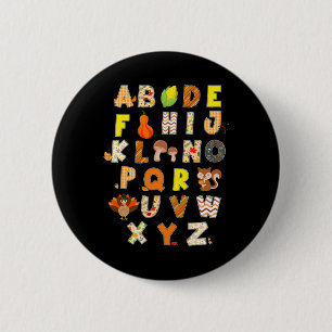 Thanksgiving Alphabet Funny Turkey Fall Preschool  6 Cm Round Badge