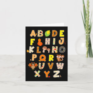 Thanksgiving Alphabet Funny Turkey Fall Preschool Card