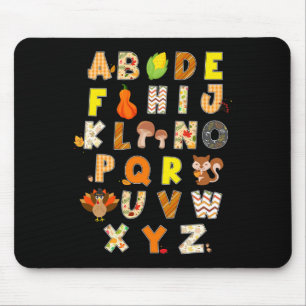 Thanksgiving Alphabet Funny Turkey Fall Preschool  Mouse Mat