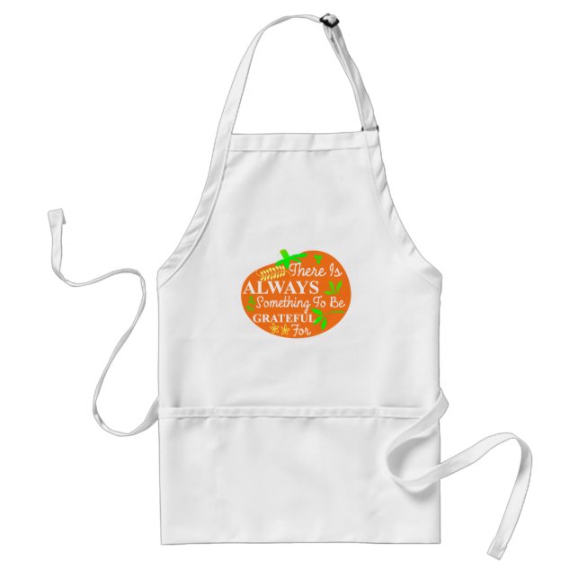 Thanksgiving Always Grateful Pumpkin Typography Standard Apron (Front)