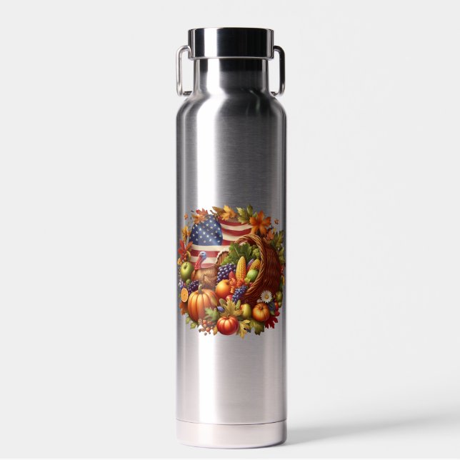 Thanksgiving/American/Turkey/Fall  Water Bottle (Front)