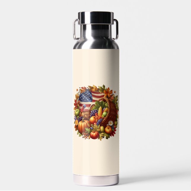Thanksgiving/American/Turkey/Fall  Water Bottle (Front)
