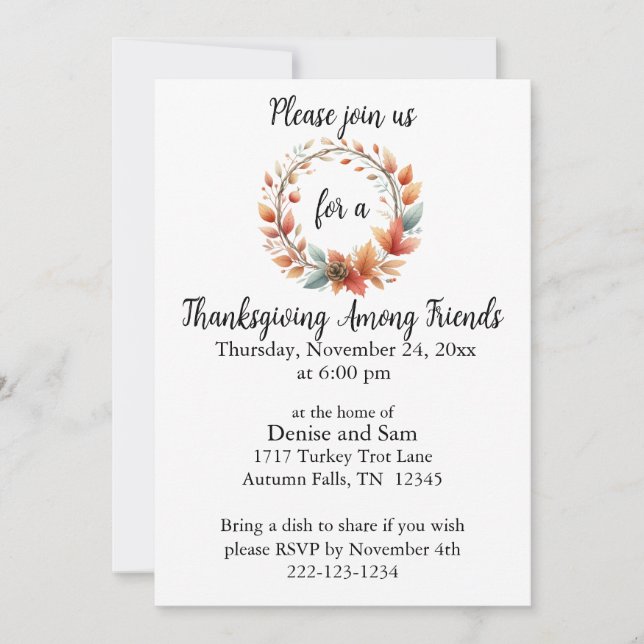 Thanksgiving Among Friends Invitation (Front)