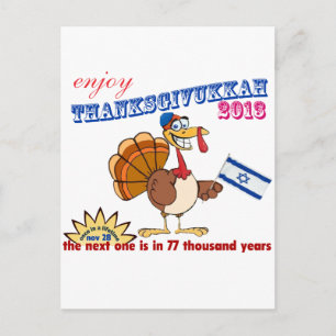 Thanksgiving and Hanukkah.  Thanksgivukkah Holiday Postcard