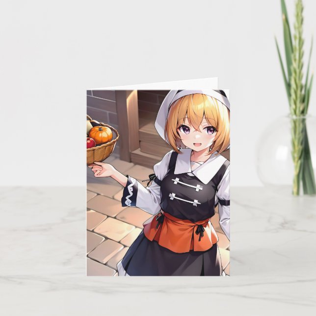 Thanksgiving Anime B - AI Holiday Card (Front)