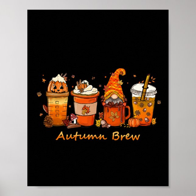 Thanksgiving Autumn Brew Fall Coffee Pumpkin Spice Poster (Front)