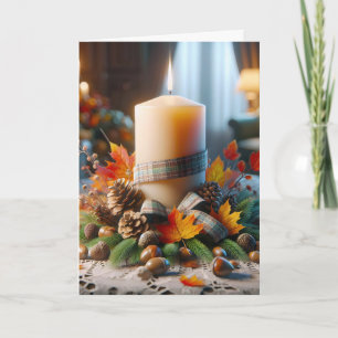 Thanksgiving Autumn Candle With Acorns Card