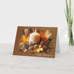 Thanksgiving Autumn Candle With Acorns Card