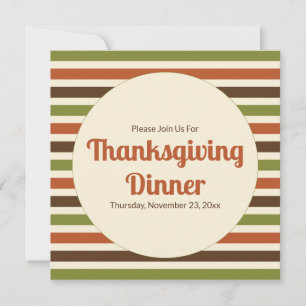 Thanksgiving Autumn Colours Stripes Dinner Invitation