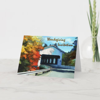 Thanksgiving Autumn Covered Bridge Invitation