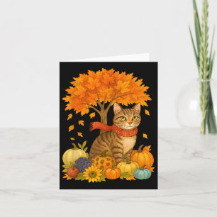 Thanksgiving Autumn Fall Cat Leaf Fall Tree Its Fa Card