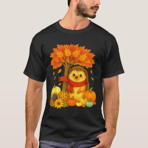 Thanksgiving Autumn Fall Hedgehog Leaf Fall Tree T-Shirt