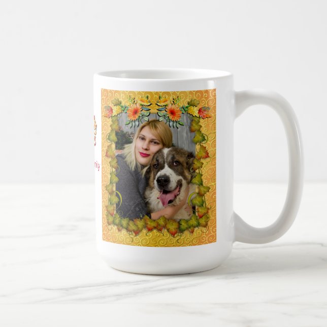 Thanksgiving Autumn Fall Maple Leaf and Sunflower Coffee Mug (Right)