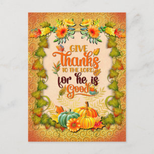 Thanksgiving Autumn Fall Maple Leaves and pumpkins Postcard