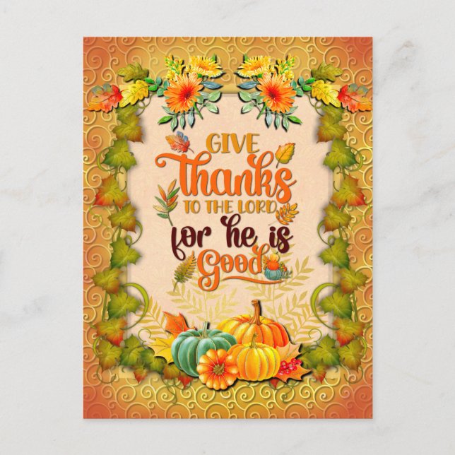 Thanksgiving Autumn Fall Maple Leaves and pumpkins Postcard (Front)