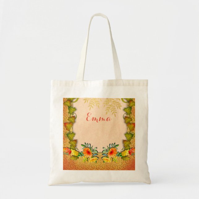 Thanksgiving Autumn Fall Maple Leaves and pumpkins Tote Bag (Front)