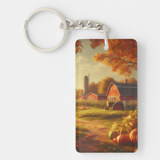 Thanksgiving/Autumn/Fall on the farm Key Ring (Front)