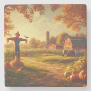 Thanksgiving/Autumn/Fall on the farm Stone Coaster