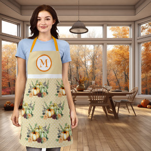 Thanksgiving Autumn Fall Pumpkin Monogram Apron