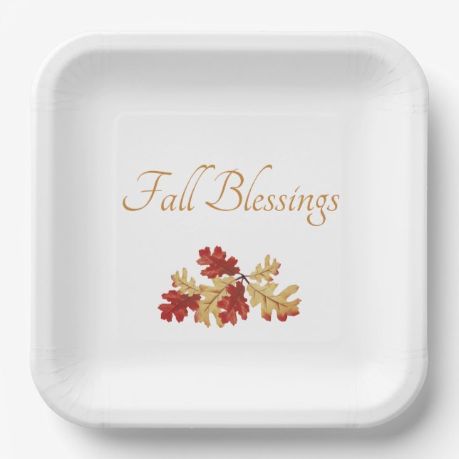 Thanksgiving Autumn Foliage Rustic Paper Plate (Front)