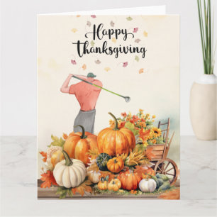 Thanksgiving Autumn Greeting for Golfer Card