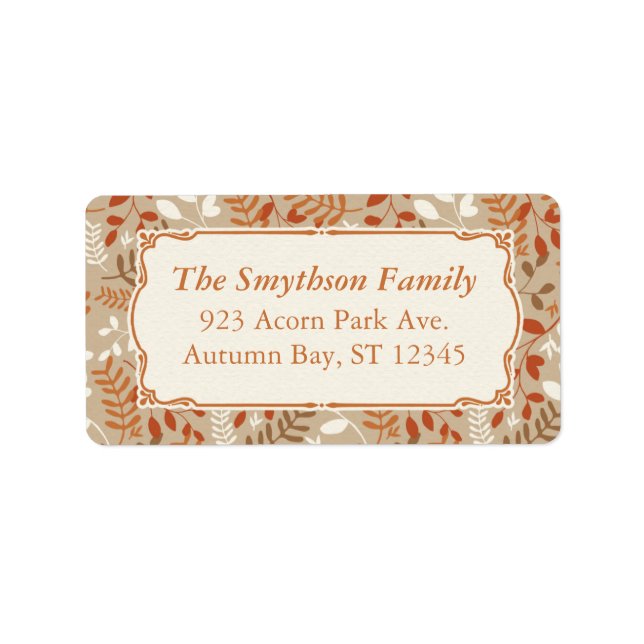 Thanksgiving Autumn Harvest Fall Foliage Label (Front)