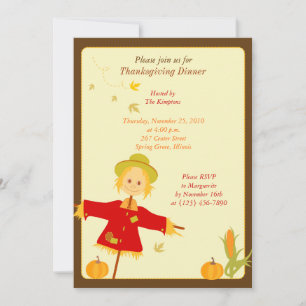 Thanksgiving Autumn Harvest Scarecrow Invitation
