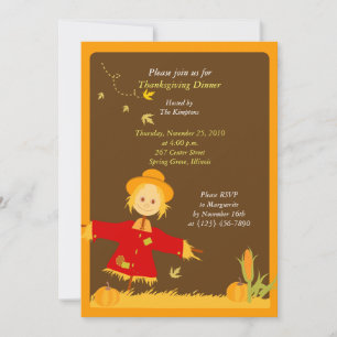 Thanksgiving Autumn Harvest Scarecrow Invitation