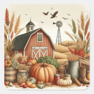 Thanksgiving Autumn Harvest Square Sticker