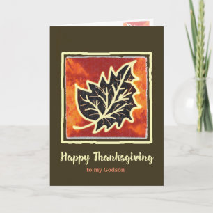Thanksgiving Autumn Leaf Card for Godson