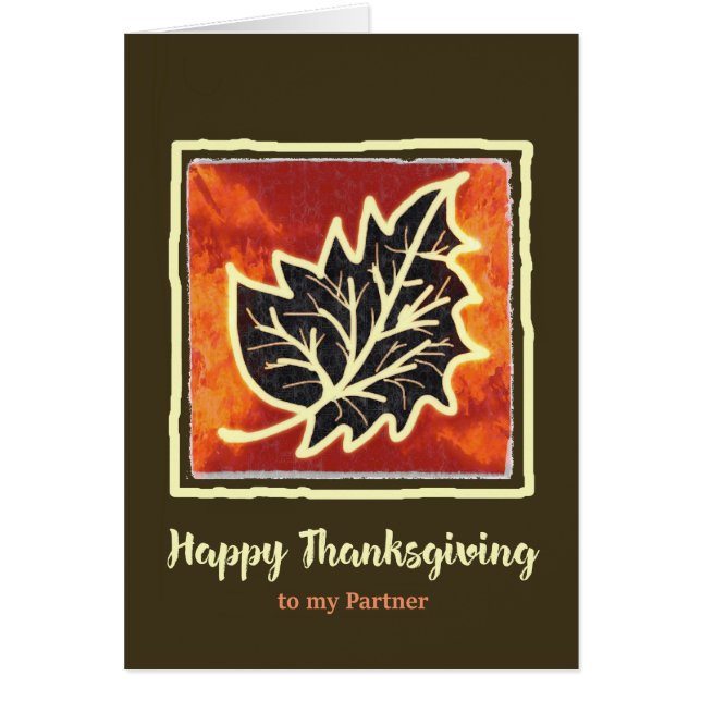 Thanksgiving Autumn Leaf Card for Partner (Front)