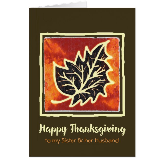 Thanksgiving Autumn Leaf Card for Sister & Husband (Front)