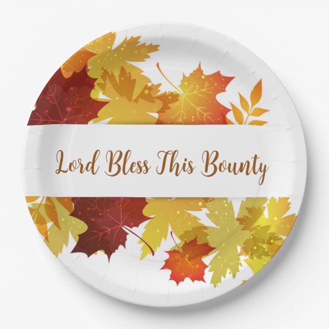 Thanksgiving Autumn Leaves 9" Paper Plates (Front)