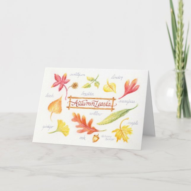 Thanksgiving Autumn Leaves Folded Greeting Card (Front)