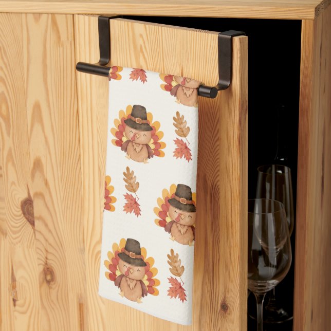 Thanksgiving Autumn Leaves Gobble Tea Towel (Thirds Fold)