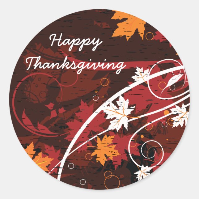 Thanksgiving autumn leaves-maple custom products classic round sticker (Front)