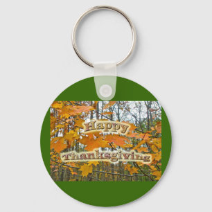 Thanksgiving Autumn Maple Foliage Key Ring