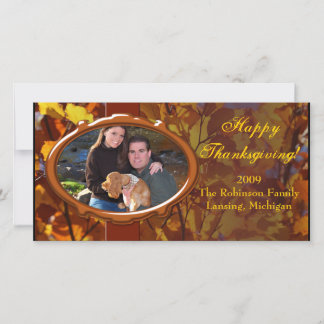 Thanksgiving Autumn Photo Card, Custom Greeting Holiday Card