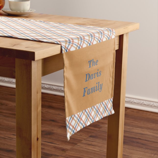 Thanksgiving Autumn Plaids Family Short Table Runner (In Situ)
