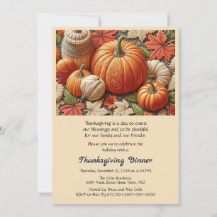 Thanksgiving Autumn Pumpkins Dinner Invitation