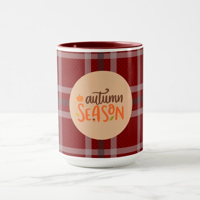 Thanksgiving,Autumn Season Script,Chequered,Modern Mug (Center)