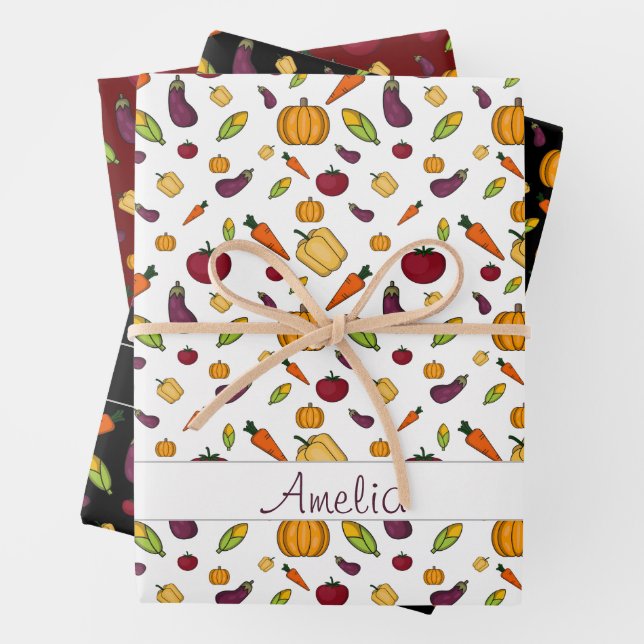 Thanksgiving  Autumn vegetable pattern name Wrapping Paper Sheet (In situ)