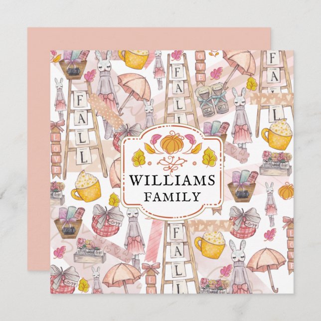 Thanksgiving Autumn Watercolor Personalised Card (Front/Back)