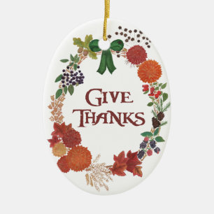 Thanksgiving Autumn Wreath to Customize Ceramic Tree Decoration
