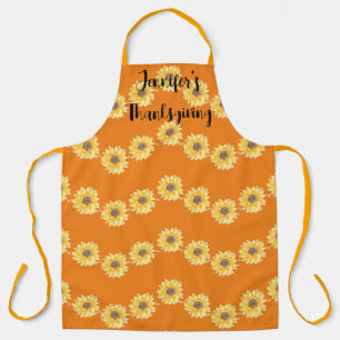 Thanksgiving Autumnal Sunflowers Personalised Name Apron