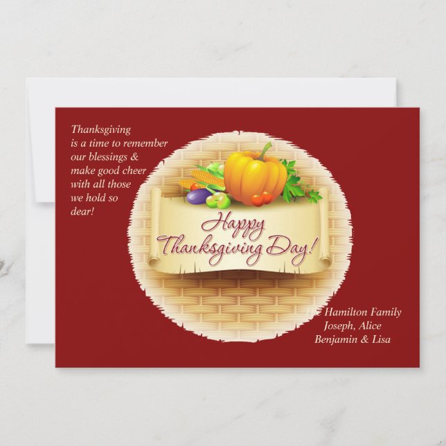 Thanksgiving Basket Weave Card (Front)